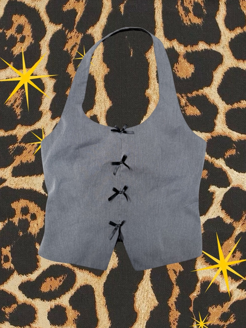 PEAOFBLRD | Gray Tank Vest with Bow-Tie Front | Size XS | Excellent Condition